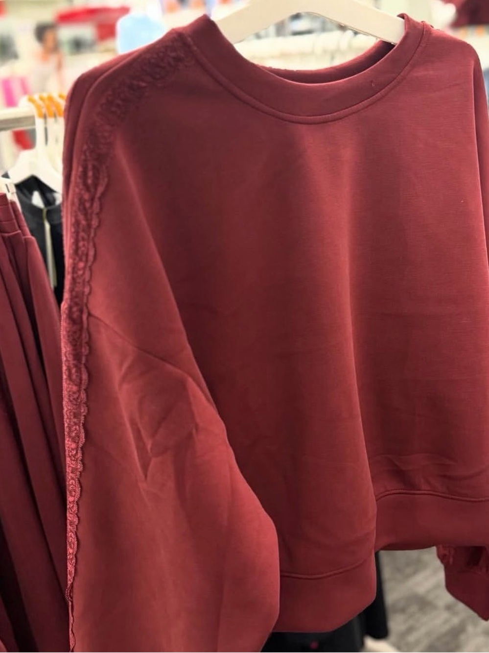 All In Motion Airy Sleek Pique Crewneck Sweatshirt- Maroon - Picture 5 of 14